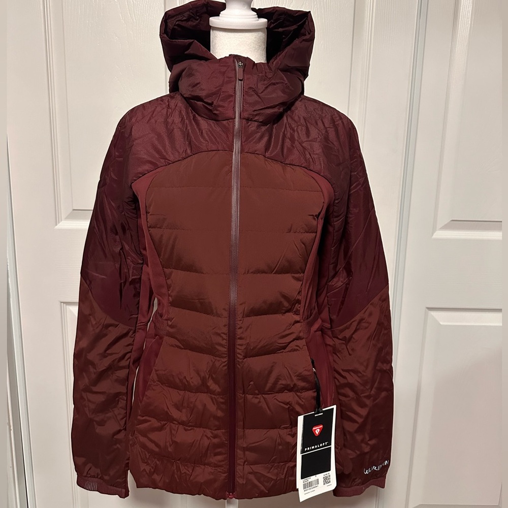 Lululemon Down for it all Jacket in *Red Merlot(Burgundy)*Removable Hood, Size 8
